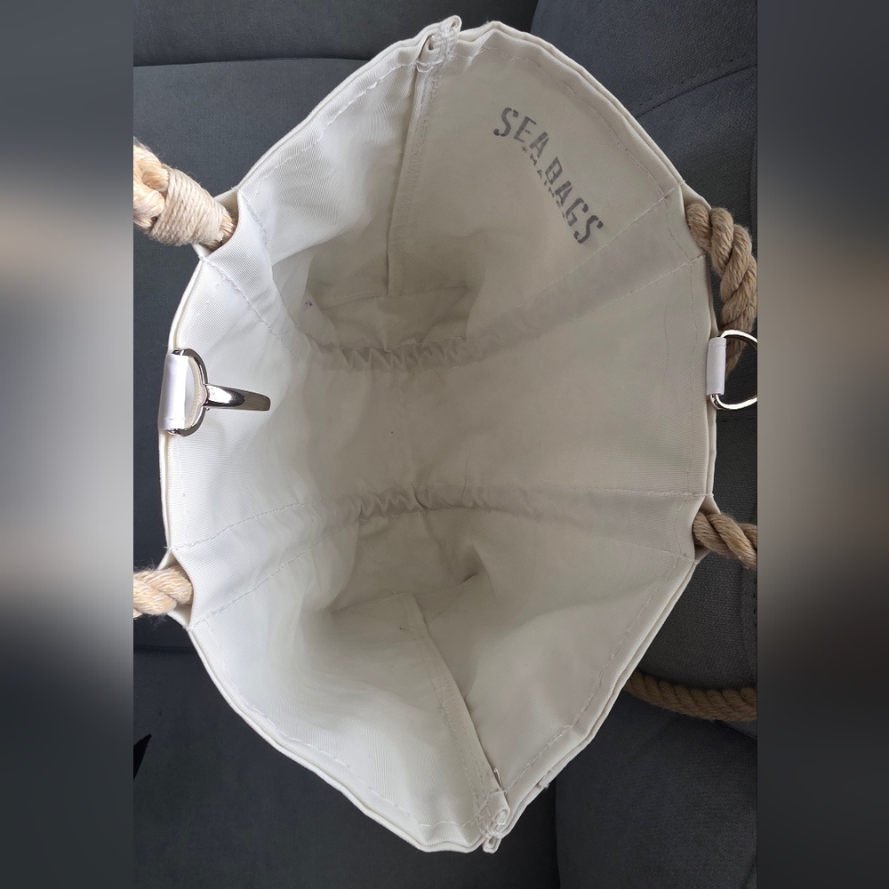 SEA BAGS Recycled 100% Recycled Sail Cloth Tote Bag Blue Anchor Water Resistant - Picture 9 of 10